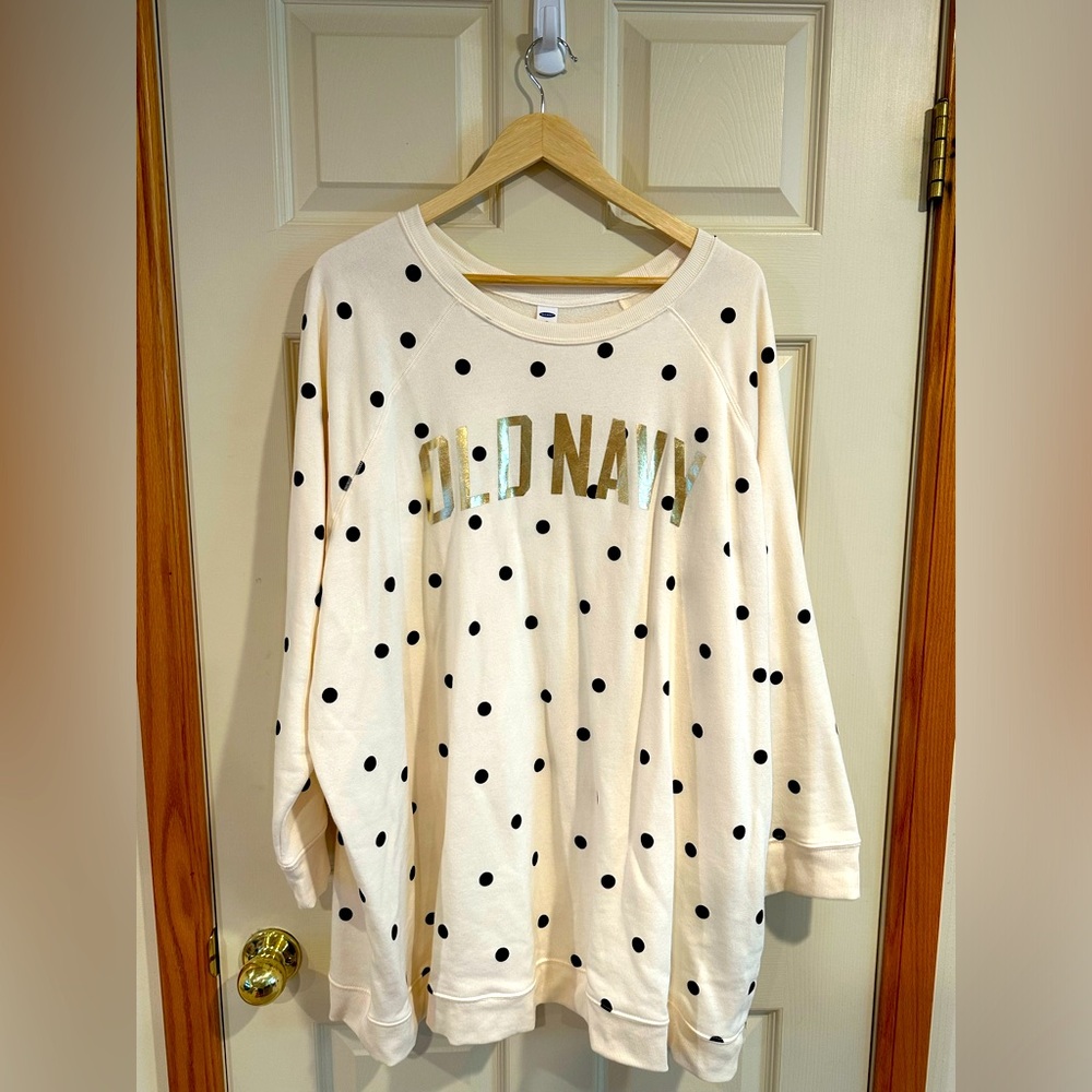 NWOT Old Navy Gold Foil Polka Dot French Terry Sweatshirt Size 4X